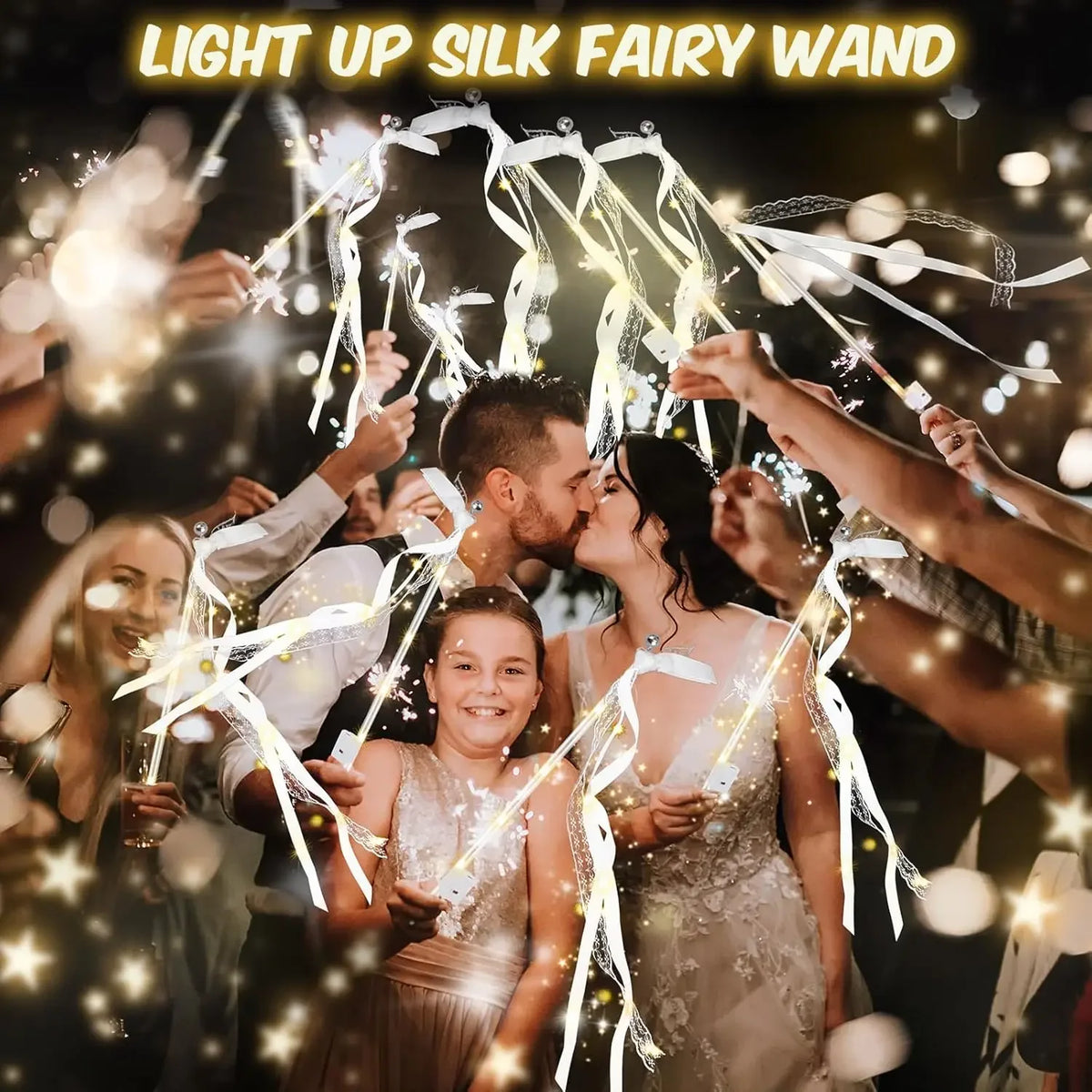 baguettes fée lumineuses blanc satin jingle bells mariage anniversaire fête 200 pièces 4H