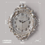 horloge murale baroque motif floral angelique blanc salon decoration aiguille quartz résine unique