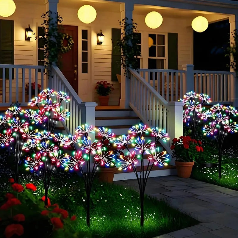 lampe solaire décorative fleurs artificielles lumineuses moderne noir multicolore led jardin extérieur fixée piquet