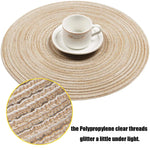 placemat rond rayures concentriques beige clair moderne respectueux environnement tissu polyester coton set table