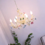 lustre cristal fleurs céramique blanc rose bleu vert classique romantique echangement tactile