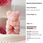 bougies parfumées forme nounours parfum rose couleur violet rouge blanc aromathérapie