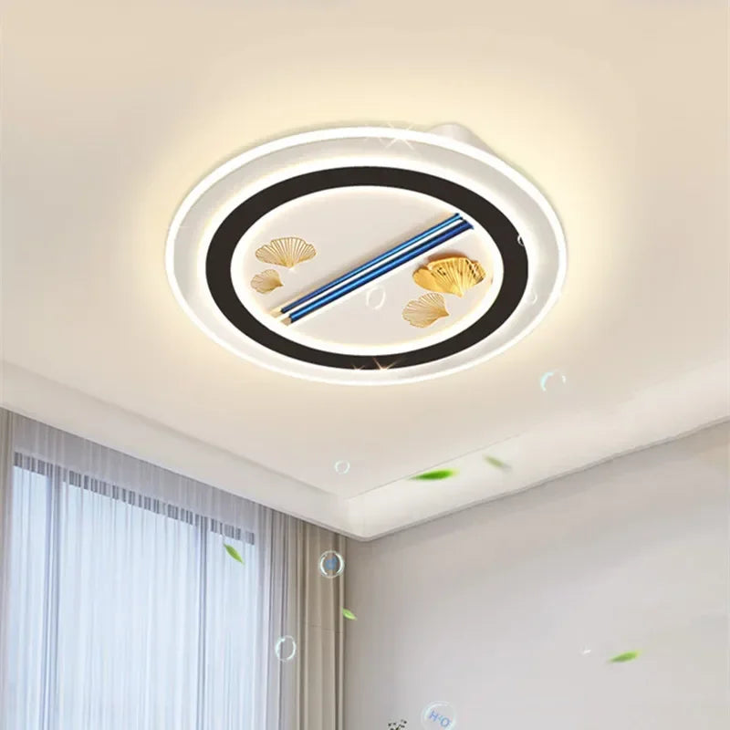 plafonnier led moderne blanc noir doré coquillages dorés télécommande minimaliste invisible ventilateur