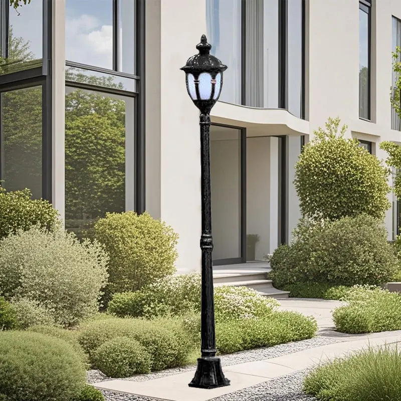 Lampadaire extérieur or noir vintage rétro éclairage public led ip65 aluminium moderne