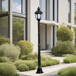 Lampadaire extérieur or noir vintage rétro éclairage public led ip65 aluminium moderne