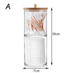 boîtes rangement cosmétiques transparentes couvercle bois moderne coton tige lingettes pinceaux rouges lèvres