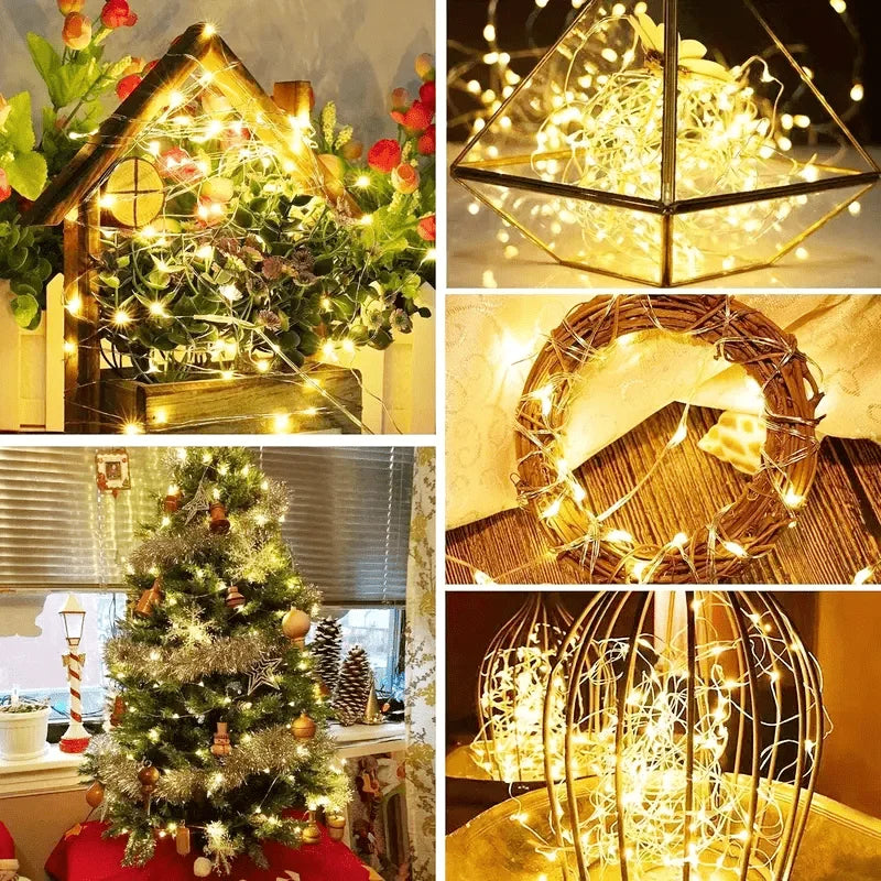 guirlande lumineuse led usb étoiles blanches multicolores moderne adhésif télécommande festive anniversaire noël mariage