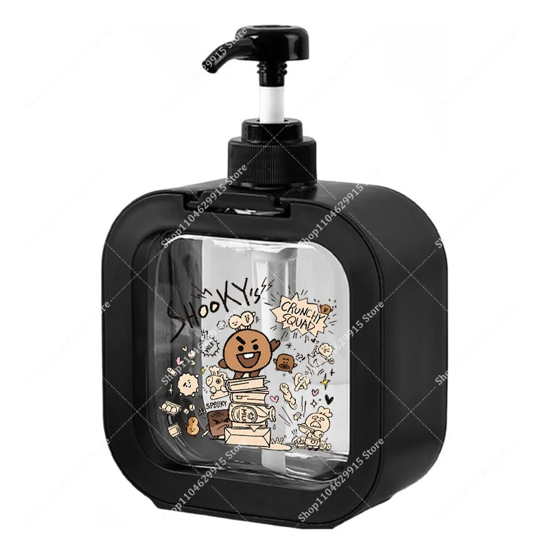 distributeur savon liquide pompe plastique rose transparent personnage animé mignon bouteille shampoing mains cadeau