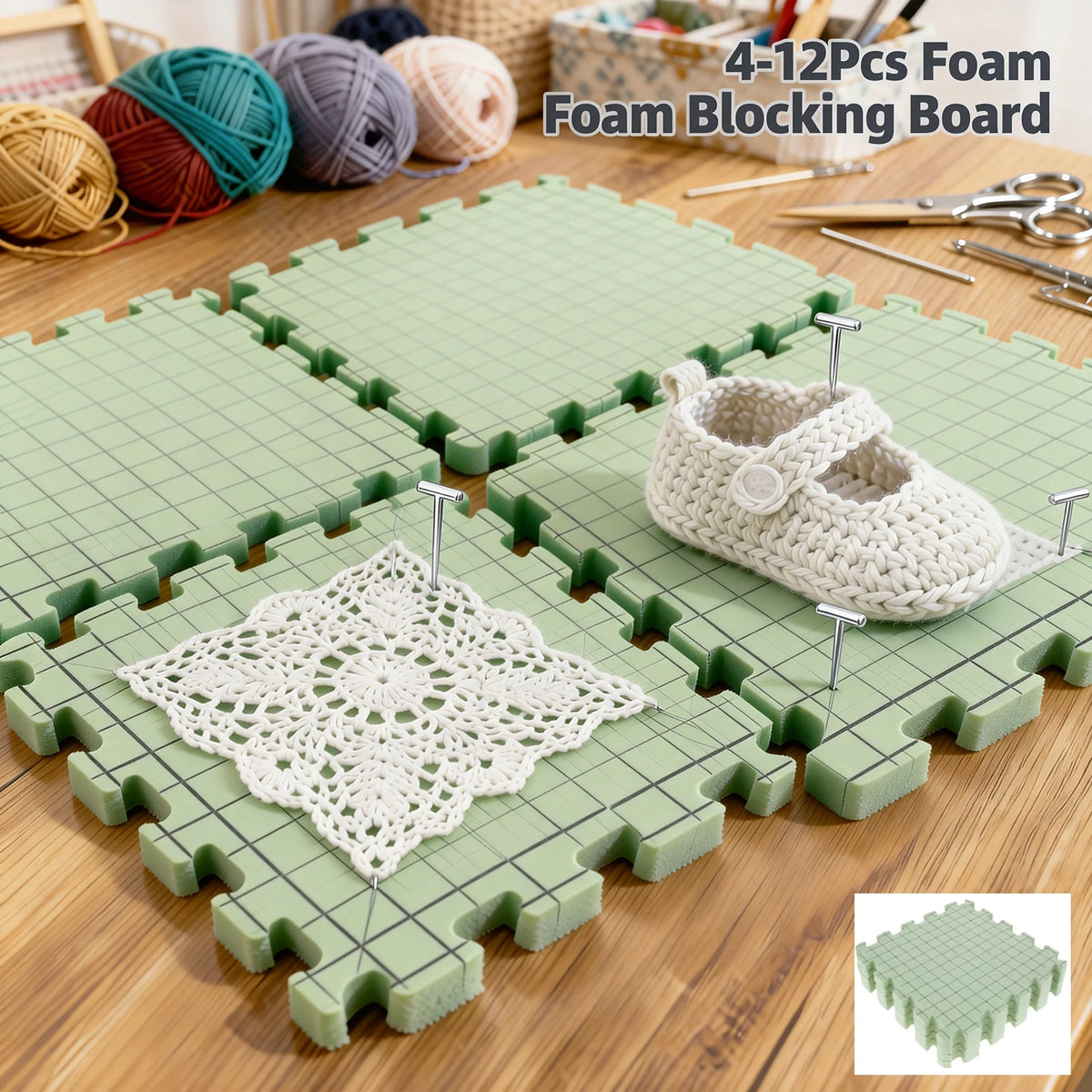 tapis blocage mousse verte grille moderne clips portable 32x32cm 12 mats mats mats 100pins