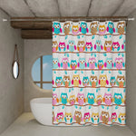 rideau douche motif chouette coloré moderne salle bain enfantine imperméable séparation sec humide blanc