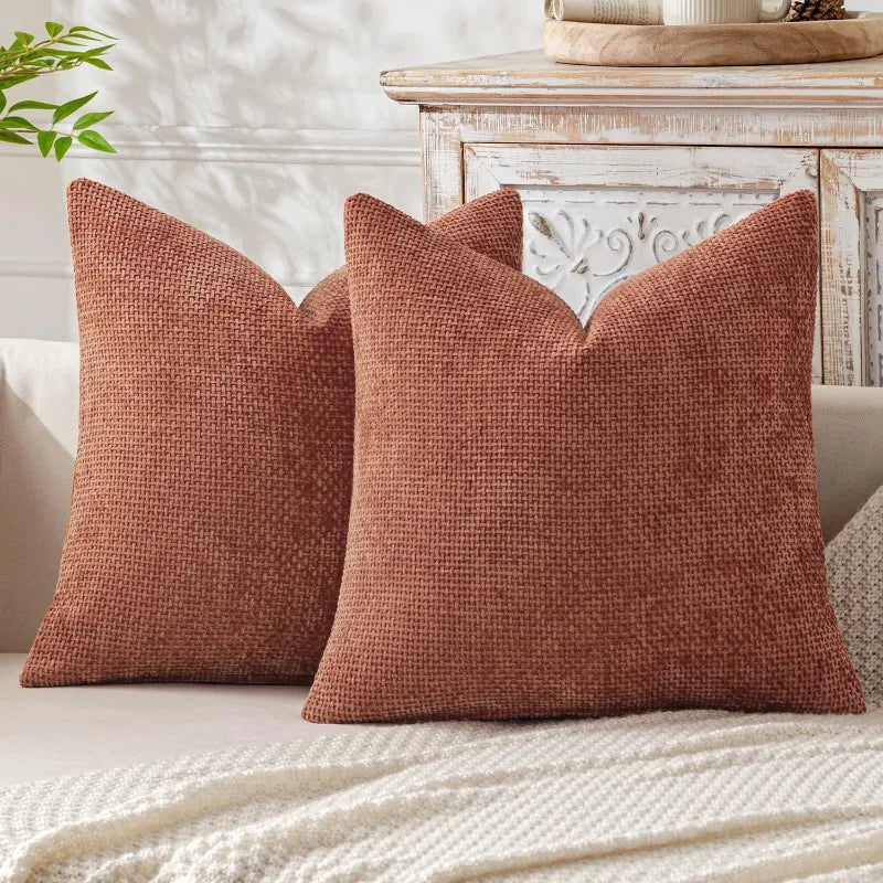 housse coussin polyester gris moderne opacité texture tissée beige clair marron foncé