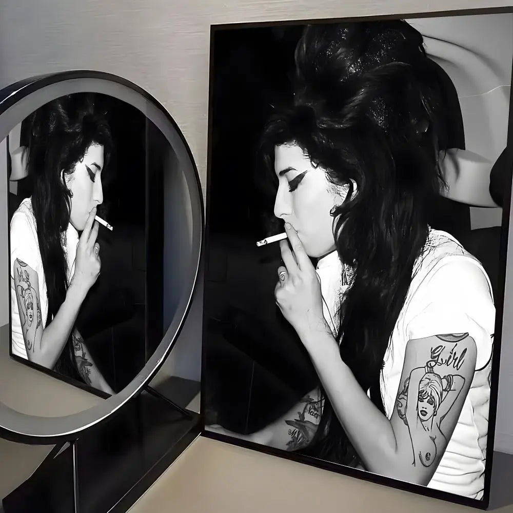 affiches aamy winehouse noir blanc cadres muraux decoration classique facile chambre college moderne pvc