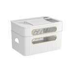 boîte rangement routeur décodeur tv gestion câbles organisateur moderne vert beige épuré