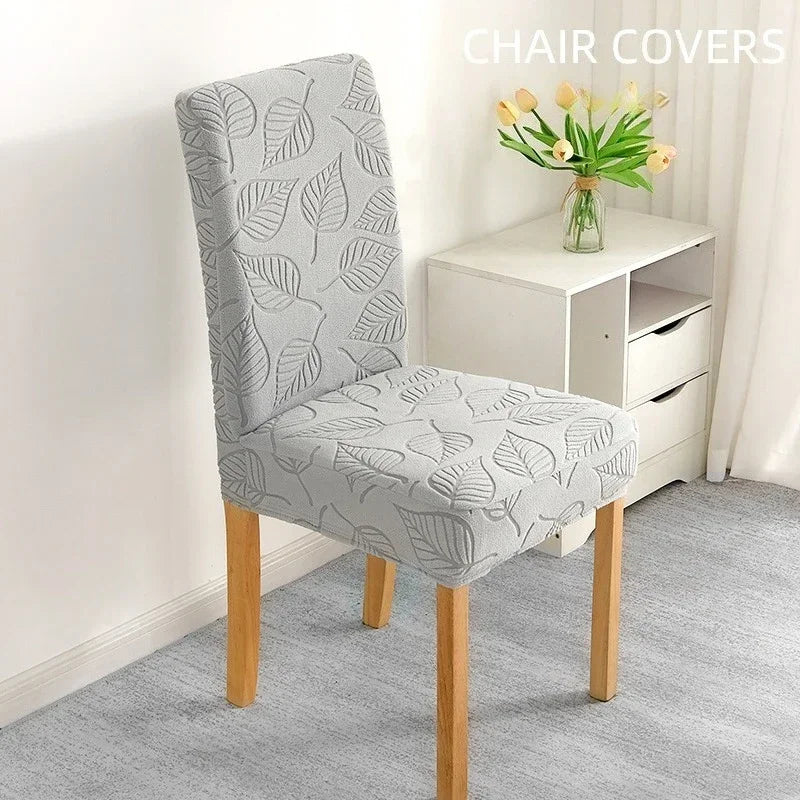 housse chaise extensible motif feuilles gris moderne salle manger salon mariage