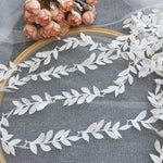 ruban décoratif élégant feuilles stylisées polyester blanc noir soluble eau