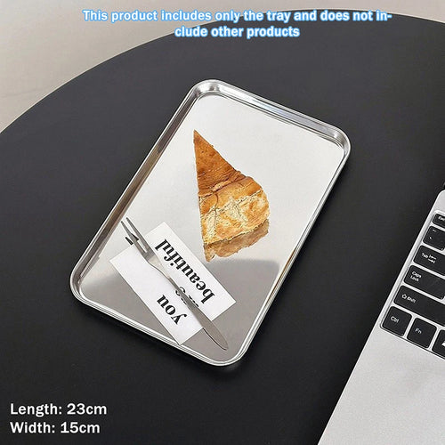 plateau rectangulaire argenté lisse moderne service table gâteau boisson pain