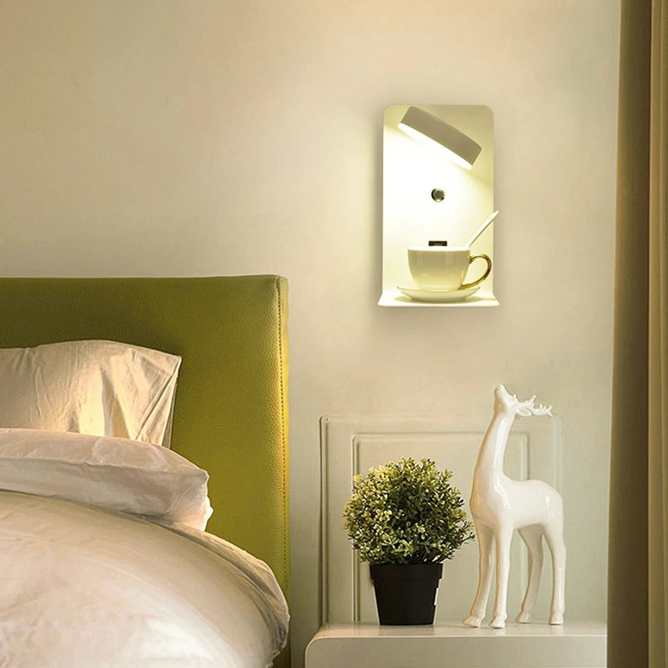 lampes murales modernes étagère usb blanc noir vert minimaliste
