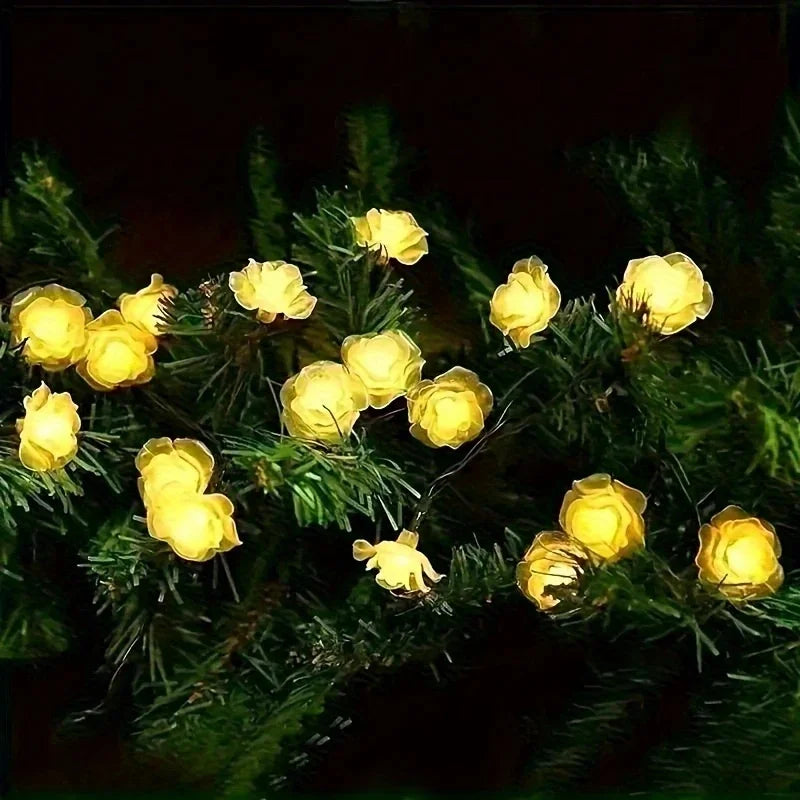 guirlande lumineuse solaire multicolore fleurs roses moderne 20 fleurs panneau solaire extérieur autonomes