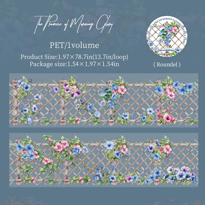 ruban decoratif transparent fleurs vigne vintage floral adhésif naturel blanc marron bleu rose vert