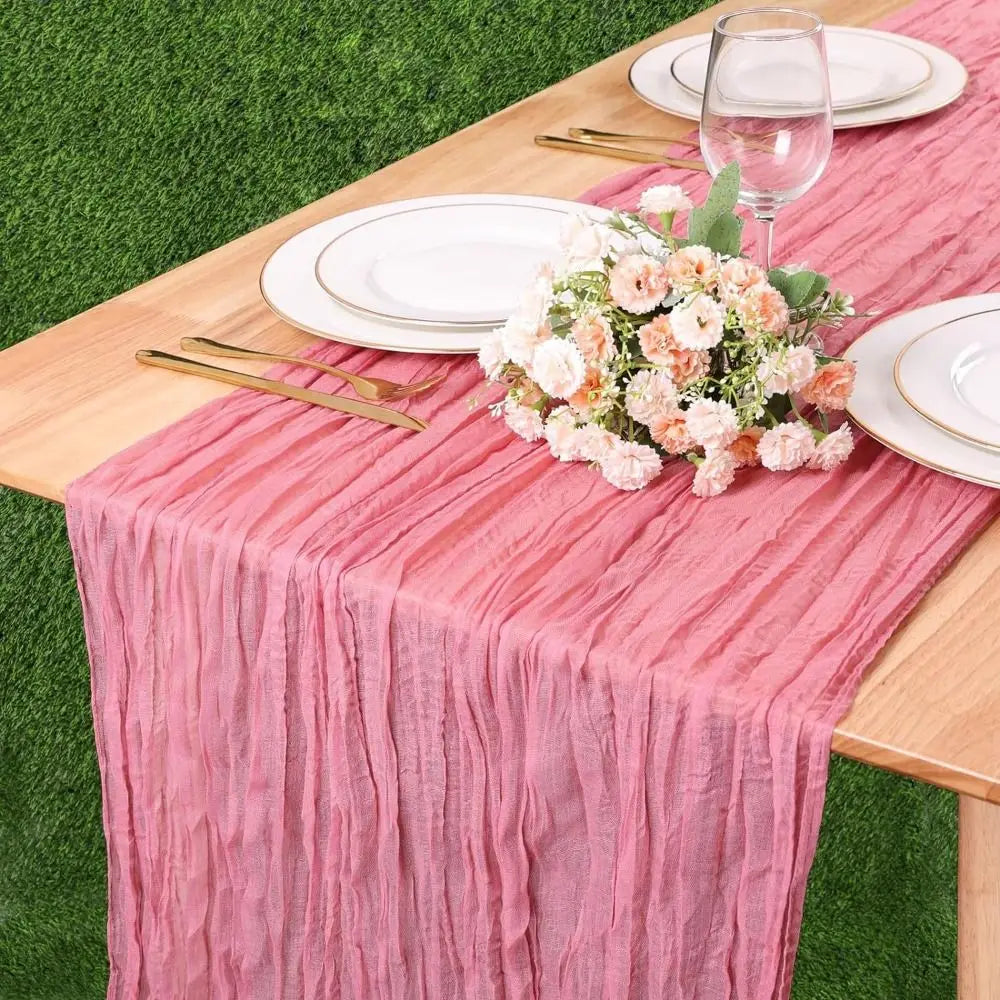 chemin table plissé décoratif élégant blanc rose vert salle manger maison