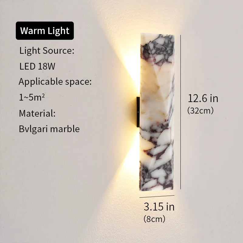 applique murale led moderne marbre blanc gris noir éclairage extérieur résistante garage jardin