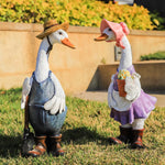 statue canard résine jardin décoration animaux plumes vêtements chapeau bottes salopette festiveextérieur rustic
