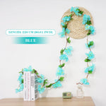 guirlande florale artificielle fleurs soie couleurs bleu vert rose blanc intérieur décoration romantique champêtre