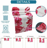 Un motif de coeur rouge et rose stylisé sur un fond blanc orné de détails variés, disponible en plusieurs tailles de panneaux muraux décoratifs pratiques et lavables en machine.