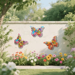 décoration murale papillon multicolore fleurs métal artificiel extérieur pièces moderne