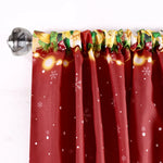 rideau noël rouge blanc santa clause arbre neige flocons guirlandes lumineuses anneaux métalliques polyester