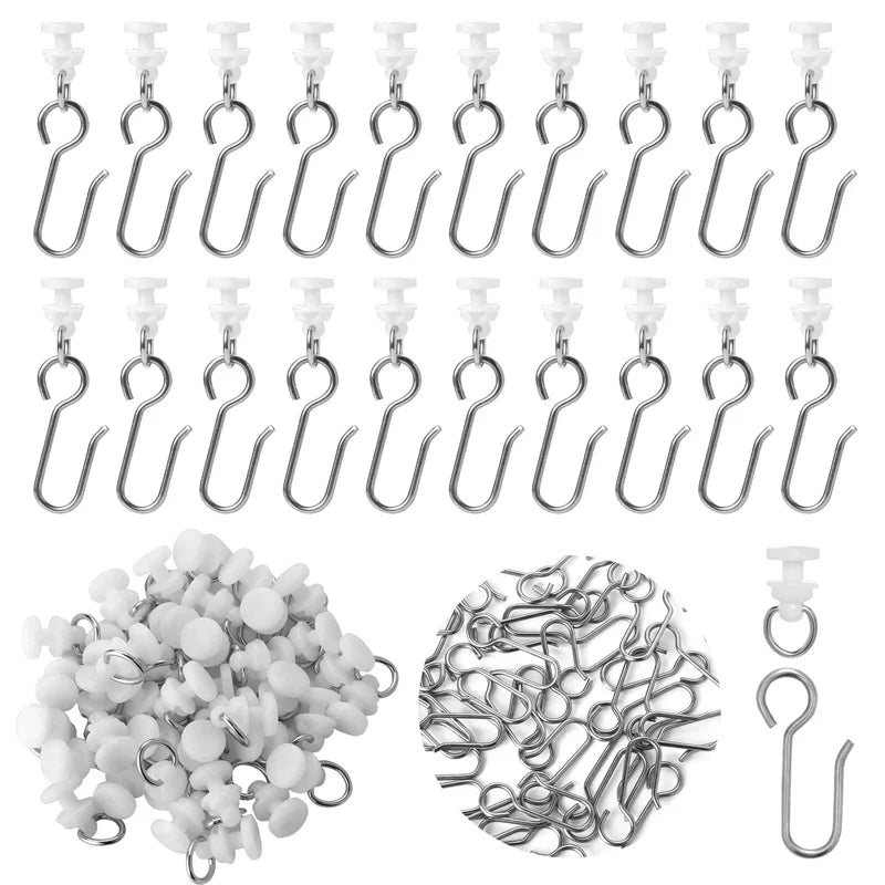 crochets rideau argentés modernes adhésifs 50pcs 35cmx15cm anneaux suspension 4cm