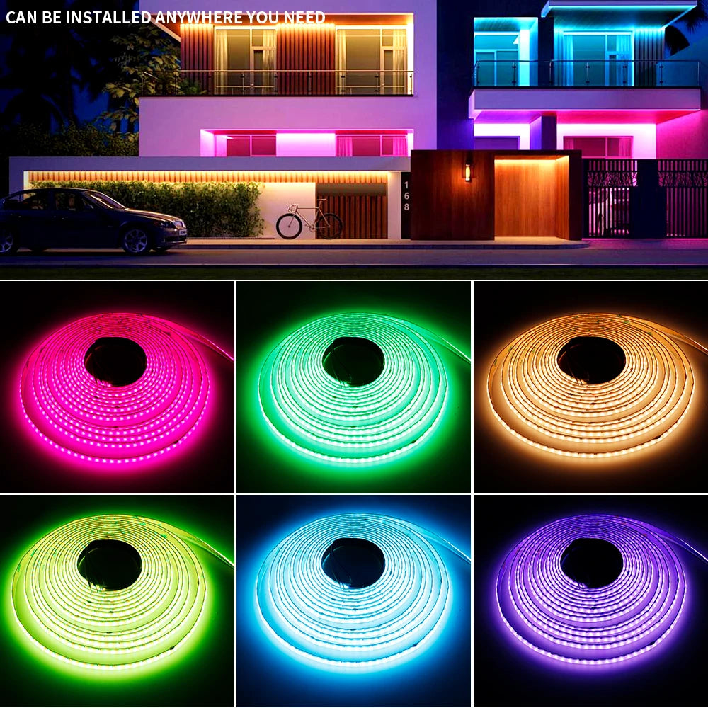 ruban led cob rgbw 12v 24v 768 leds flexible moderne adhésif haute densité