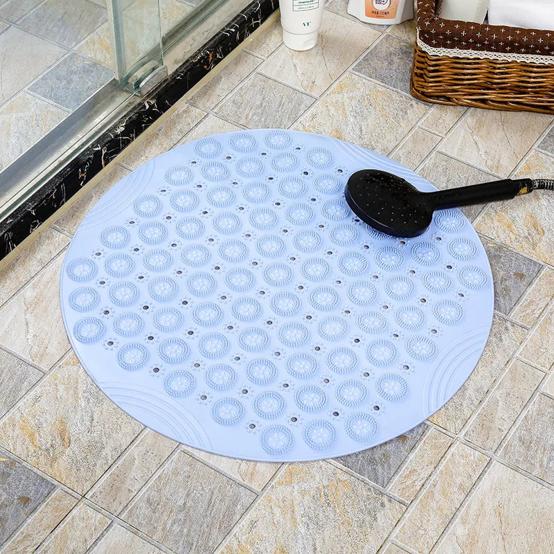 tapis bain antidérapant rond rose bleu clair beige gris embouts ventouses moderne minimaliste