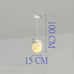 lampe suspendue moderne ours lapin sphère lunaire décoration chambre salon blanc rose