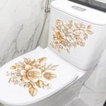 cache wc adhésif fleurs doré classique décoration maison blanc élégantToSelector: