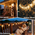 guirlande lumineuse solaire blanc chaud boules transparentes vintage clips autoinstallation led étanches ip65