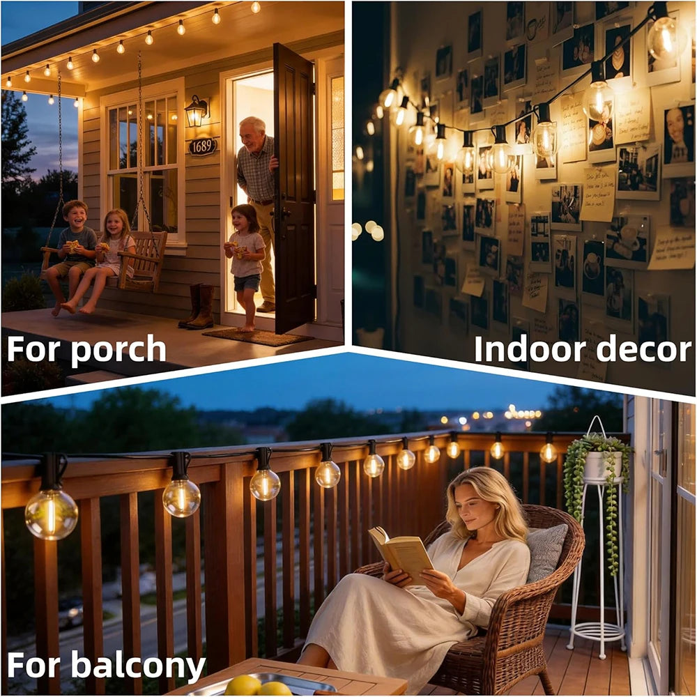 guirlande lumineuse solaire blanc chaud boules transparentes vintage clips autoinstallation led étanches ip65