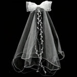 voile mariée blanc dentelle rubans classique romantique bride tulle gaze headpiece