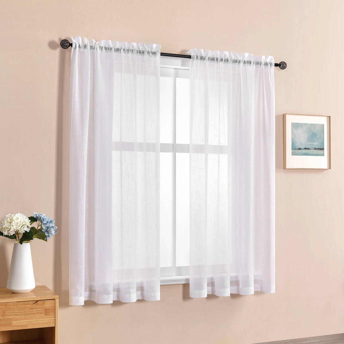 rideau moderne blanc semi transparent finement tissé fenêtre maison 132x160cm