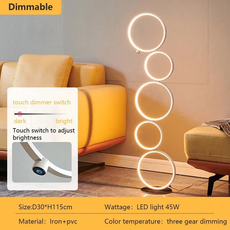 lampe sol moderne blanc circulaire relief minimaliste interrupteur tactile 2000 82000lm