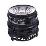 support objet rond noir ornements sculptés classique hauteur 8.2cm 9.6cm 11.6cm