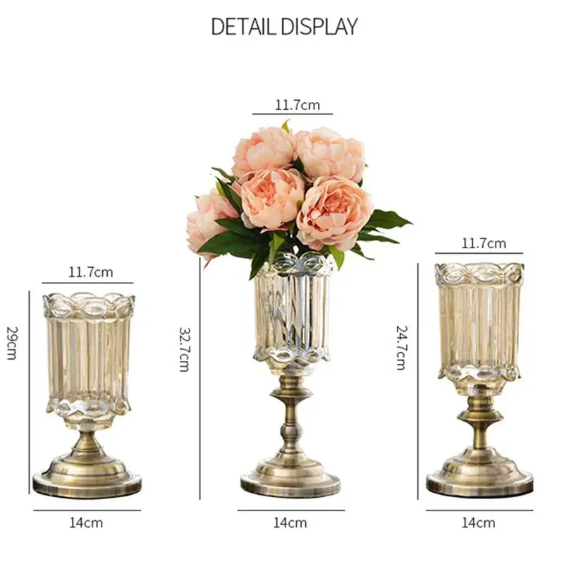 vase verre transparent motif rayé fleurs artificielles peonies roses decoratif moderne salon