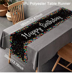 table runner happy birthday multicolore points colorés écriture cursive fête anniversaire moderne festif