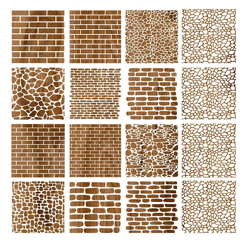 pochoirs lavables blancs motifs brique pierre bois modernes 12 pièces festifs projet