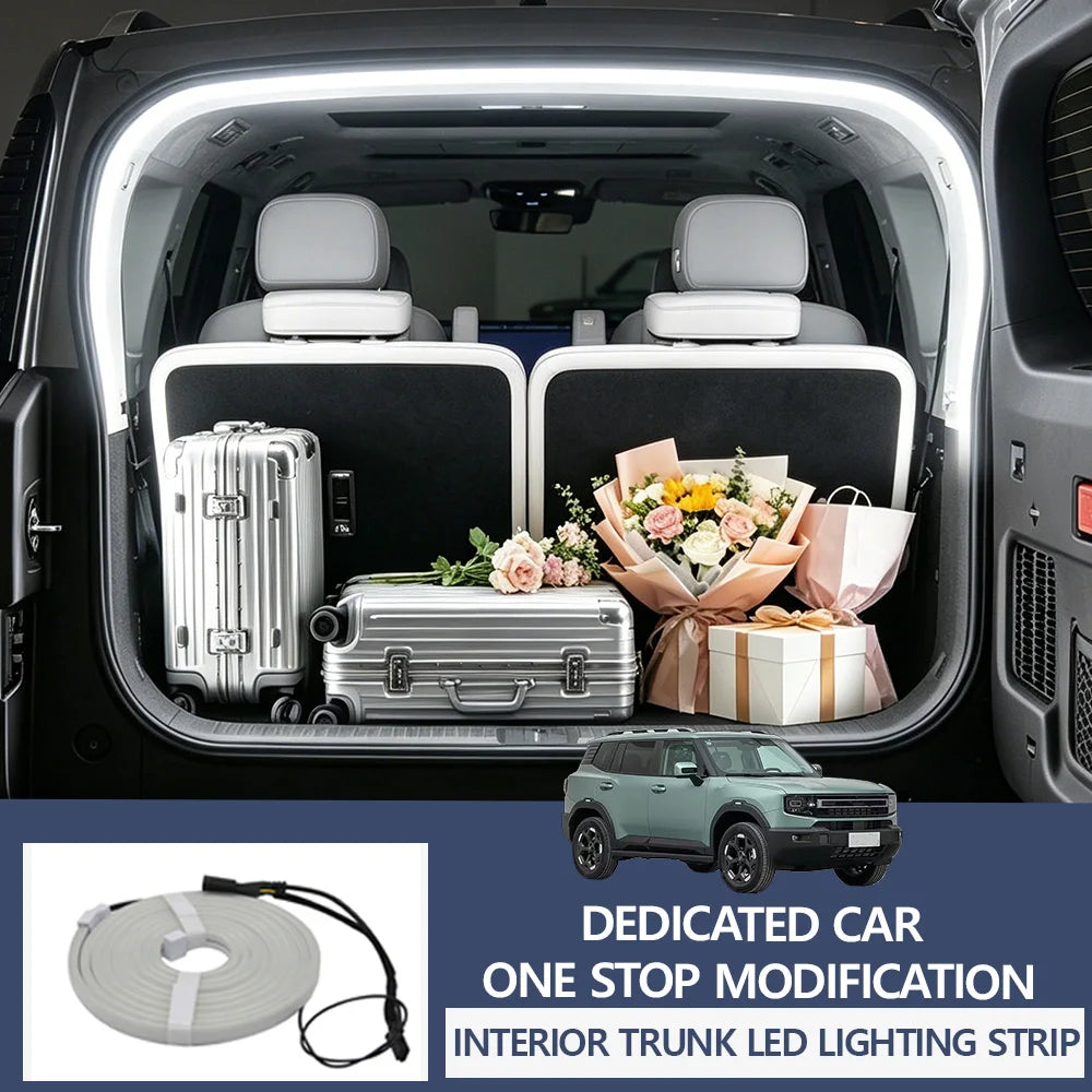ruban led blanc coffre voiture éclairage ambiance decoration intérieure moderne fixations