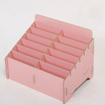 boîte rangement bois naturelle moderne grilles divisées bijoux accessoires rose marron minimaliste