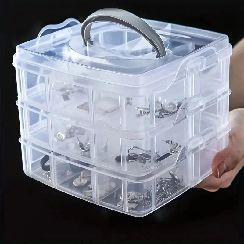 boîtes rangement transparentes étages clips poignées modernes organisation maison