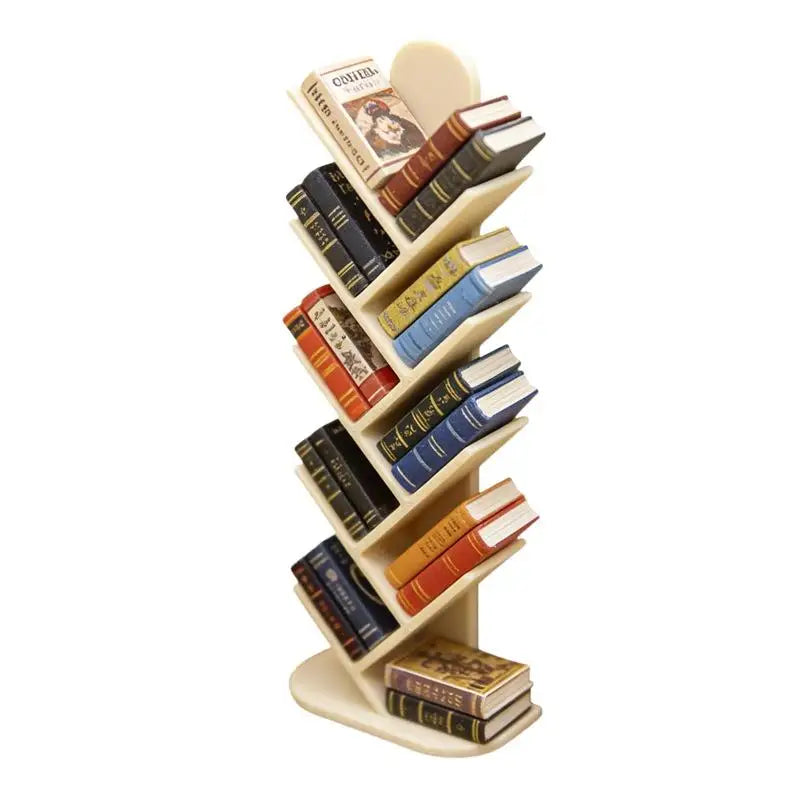 décoration intérieure miniature bibliothèque arbre livres résine blanc marron moderne