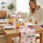 nappe fleurs stylisées printemps couleurs vives bleu rose jaune vert chambre restaurant