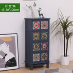 commode vintage rustique tiroirs floraux bois foncé organisateur chambre coucher bois massif